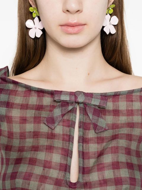 SHUSHU/TONG keyhole check blouse - Purple