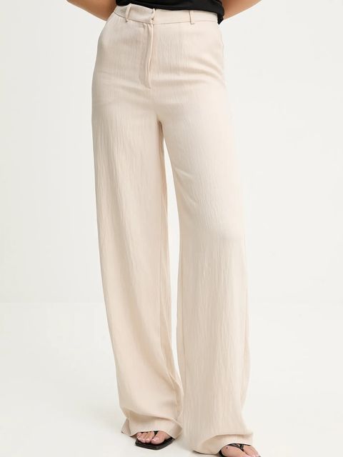 Answear.LAB spodnie damskie kolor beżowy szerokie high waist