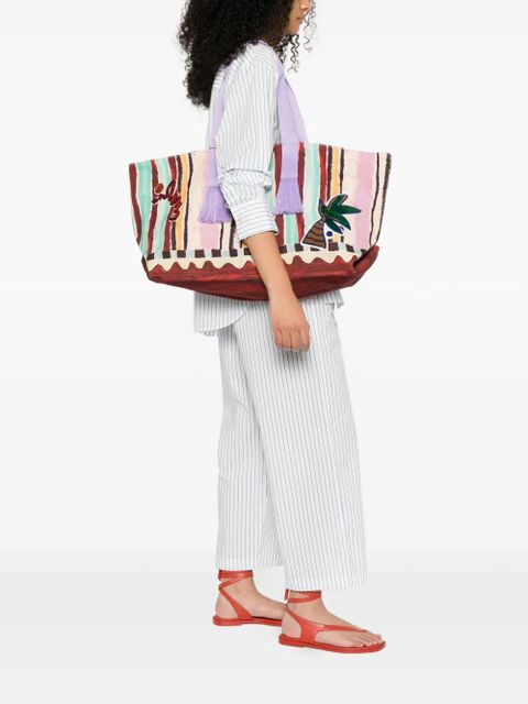 ALEMAIS Michelle striped tote bag - Neutrals