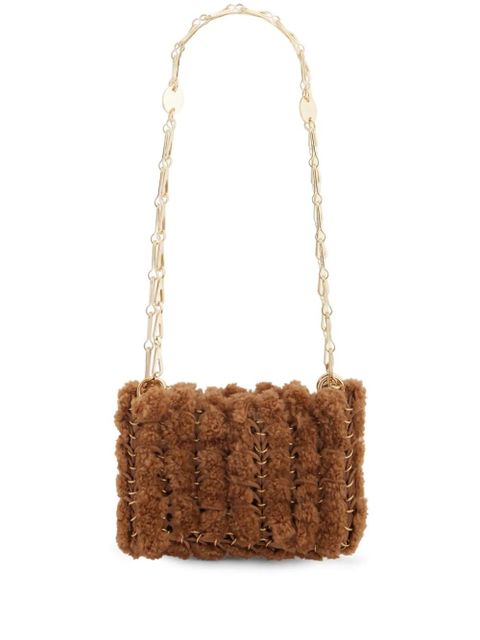 Rabanne 1969 Nano shearling shoulder bag - Brown - zdjęcie produktu nr 1