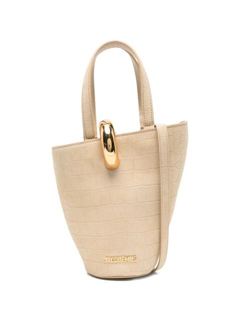 Jacquemus Le Petit Bambola crocodile-effect suede tote bag - Neutrals - zdjęcie produktu nr 1
