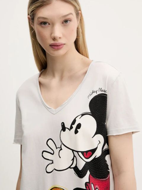 Desigual t-shirt bawełniany MICKEY JOKER damski kolor biały 25SWTKAG