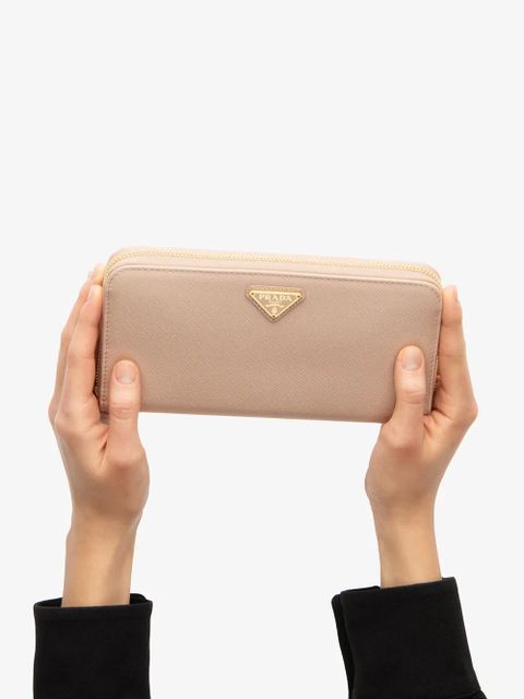 Prada Saffiano leather logo plaque wallet - Pink