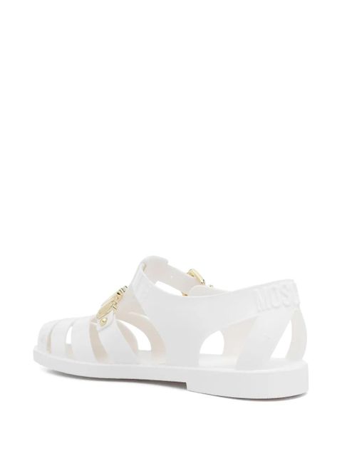 Moschino logo lettering sandals - White