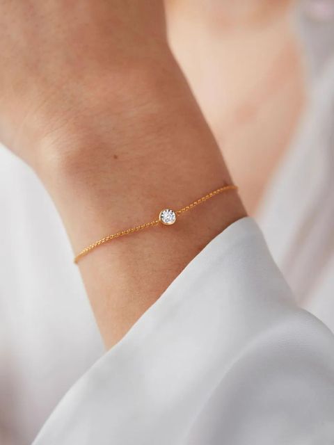 Monica Vinader diamond solitaire bracelet - Gold