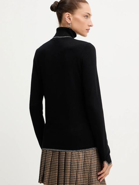 Liu Jo sweter damski kolor czarny lekki z golfem MF5229 MS49I - zdjęcie produktu nr 2