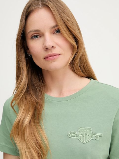 Gant t-shirt bawełniany damski kolor zielony 4202589