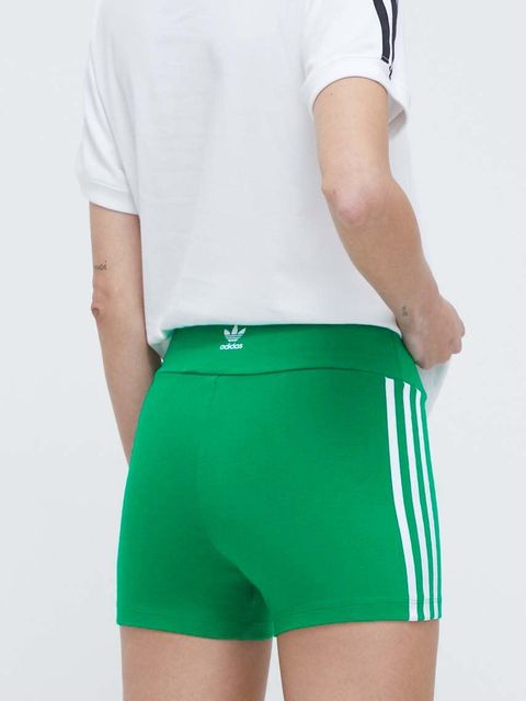 adidas Originals szorty damskie kolor zielony z aplikacją high waist
