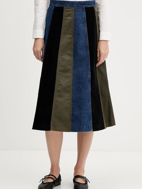 Desigual spódnica PATCHES kolor granatowy midi rozkloszowana 25WWFW08 - zdjęcie produktu nr 1