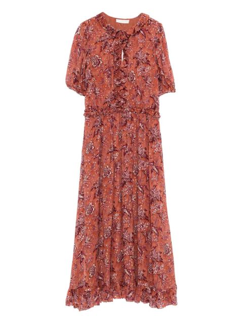 Ulla Johnson Rosamunde ruffled floral-pattern midi dress - Brown - zdjęcie produktu nr 1
