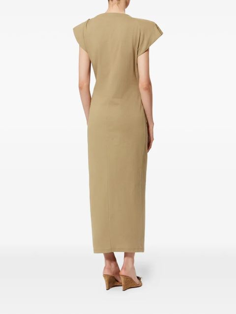 ISABEL MARANT Nadela draped slit-detail maxi cotton dress - Neutrals