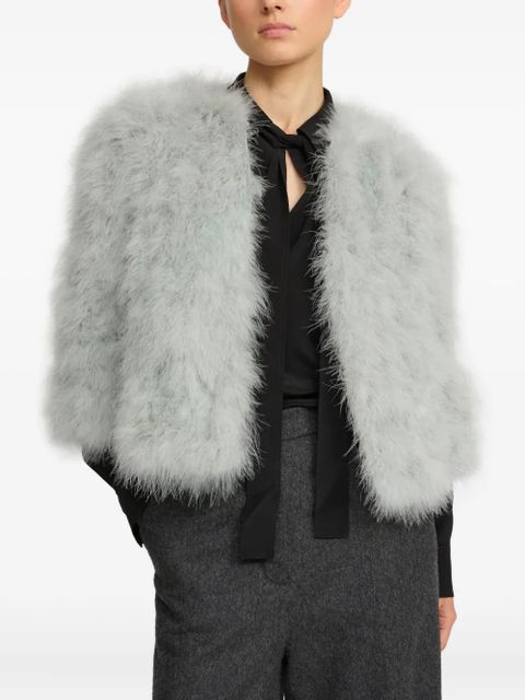 Yves Salomon turkey-feather cropped jacket - Grey
