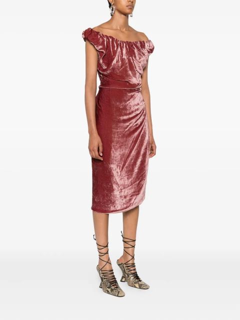 Vivienne Westwood off-shoulder velvet midi dress - Red