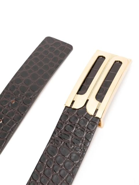 Victoria Beckham crocodile-embossed leather Jumbo Frame belt - Brown - zdjęcie produktu nr 2