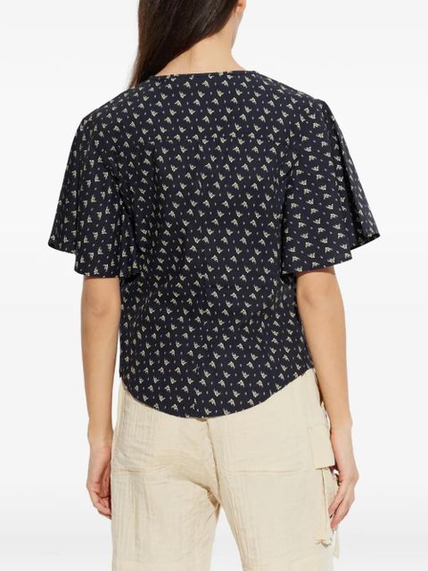 MARANT ÉTOILE Dianga lace-up printed top - Black