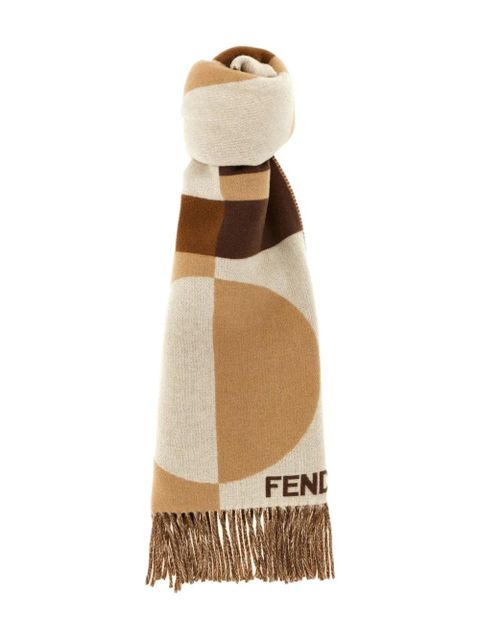 FENDI jacquard-pattern fringed scarf - Neutrals - zdjęcie produktu nr 1