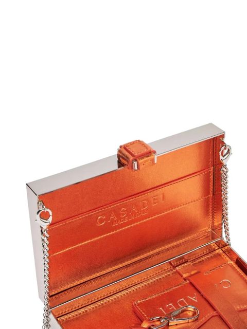 Casadei logo-patch clutch bag - Orange