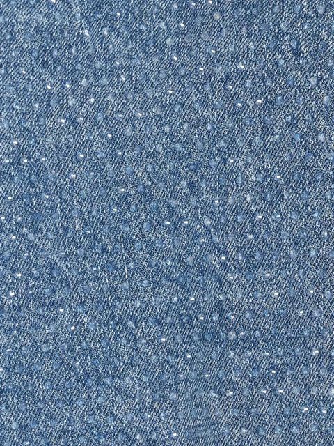 Self-Portrait scoop-neck denim crop top - Blue