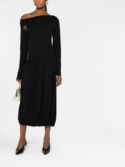 Lanvin long-sleeve asymmetric midi dress - Black - zdjęcie produktu nr 2