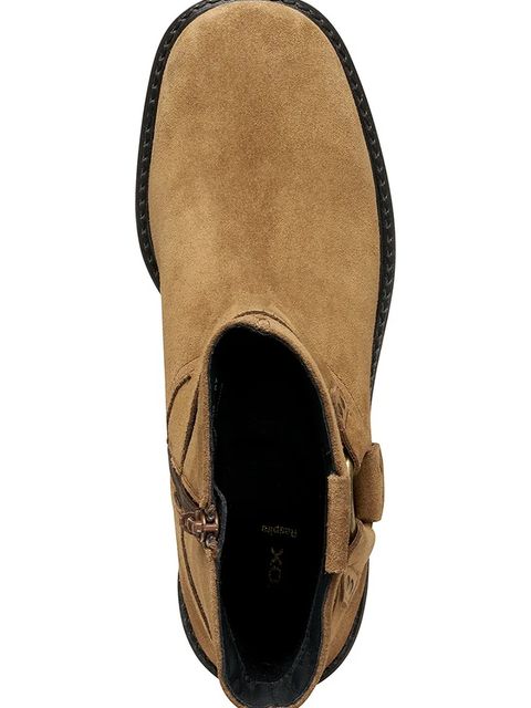 Geox botki zamszowe D NALVIA damskie kolor brązowy na płaskim obcasie D565QB 00022 C6372