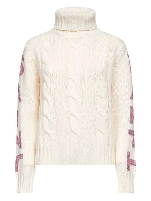 MC2 Saint Barth cable-knit jacquard-lettering sweater - Neutrals - zdjęcie produktu nr 1