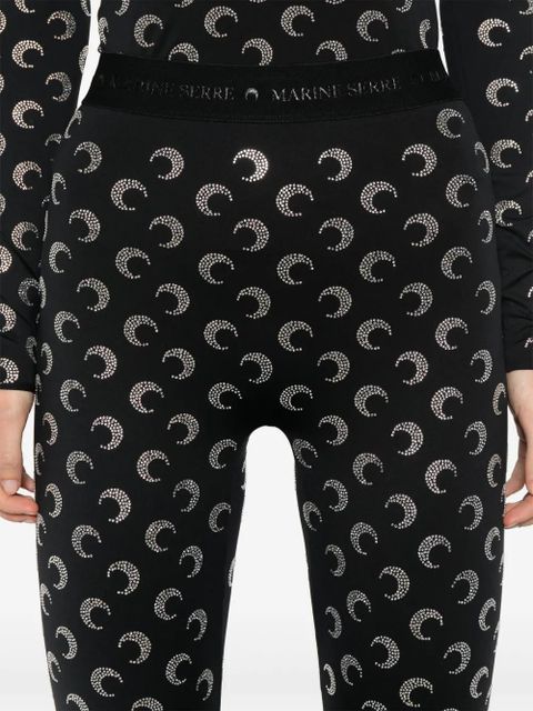 Marine Serre Crescent Moon-embellished leggings - Black