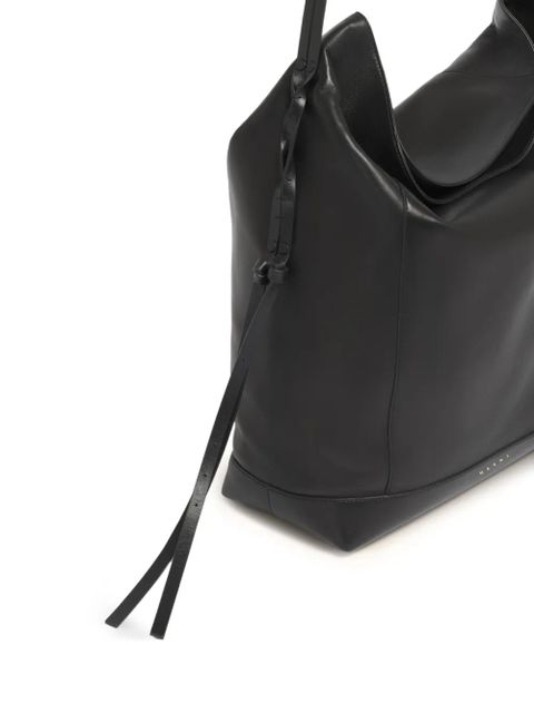 Marni split-handle leather shoulder bag - Black