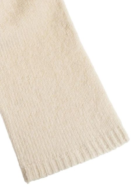 GANNI ribbed logo-detail gloves - Neutrals