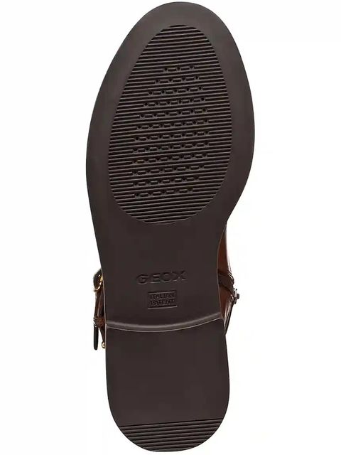 Geox kozaki skórzane D SERILDA damskie kolor brązowy na płaskim obcasie D56WYA 00043 C6002