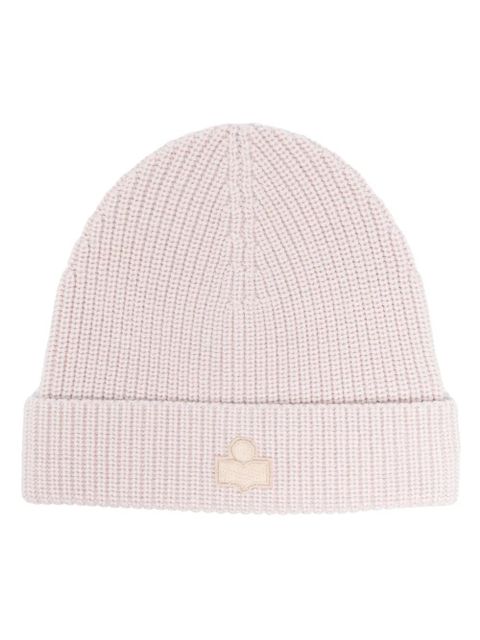 ISABEL MARANT logo-appliqué ribbed-knit beanie - Neutrals - zdjęcie produktu nr 1