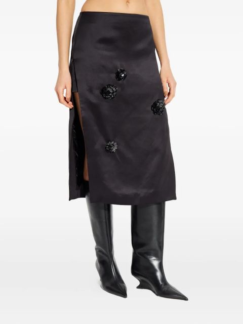 Casablanca floral-detail midi skirt - Black