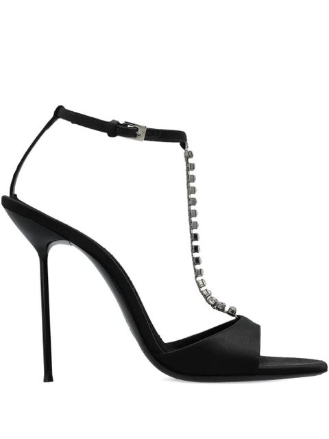 Paris Texas 105mm Lidia T-Strap crystal-chain heeled sandals - Black - zdjęcie produktu nr 1