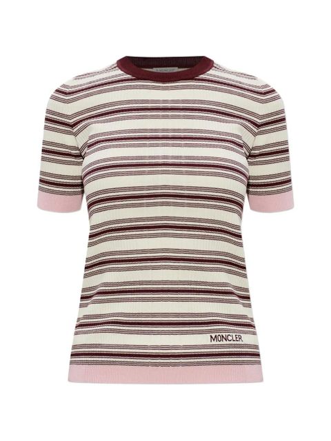 Moncler striped knitted T-shirt - Neutrals - zdjęcie produktu nr 1