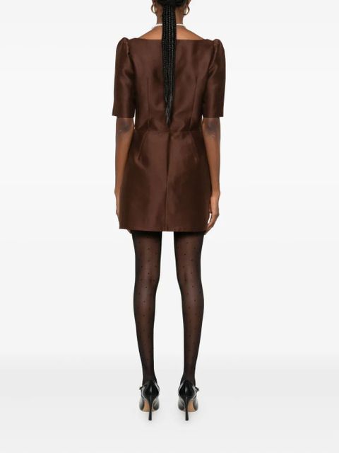 SHUSHU/TONG bow-detailing puff-sleeve dress - Brown