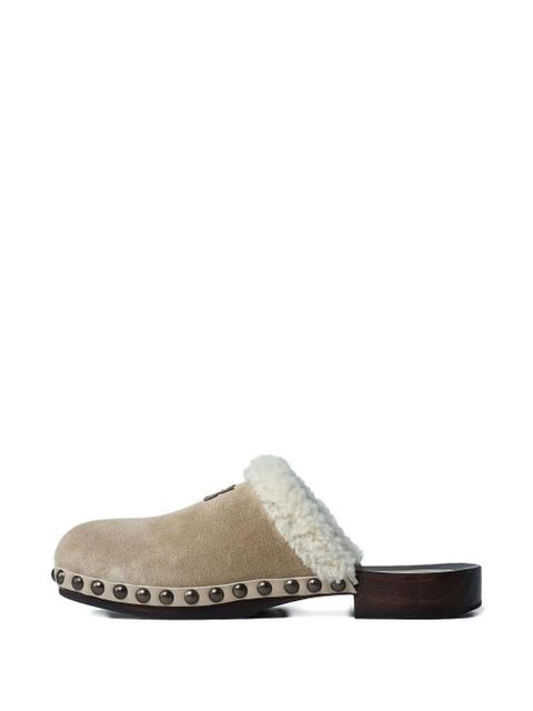 Miu Miu shearling-trimmed clogs - Neutrals