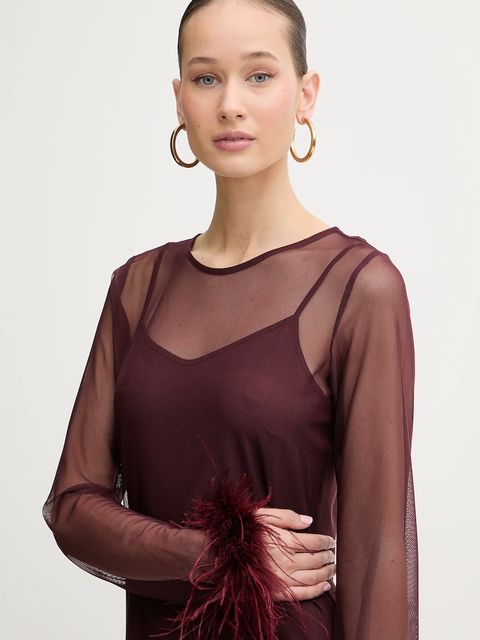 Never Fully Dressed sukienka kolor bordowy mini prosta NFDDR3071