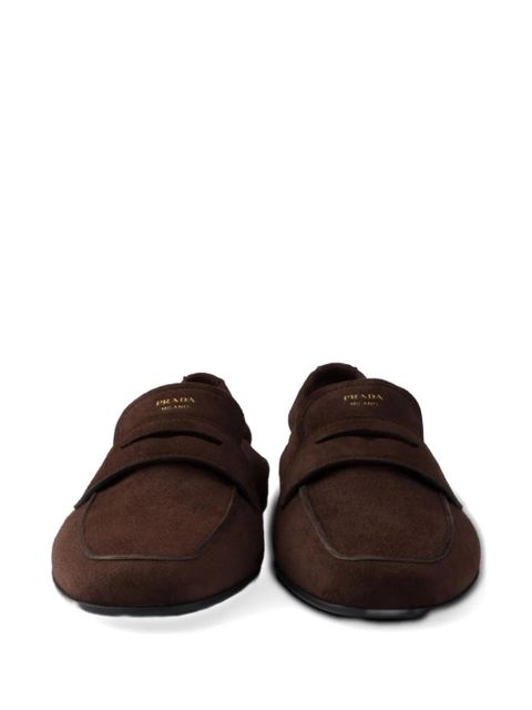 Prada logo-print suede loafers - Brown - zdjęcie produktu nr 2