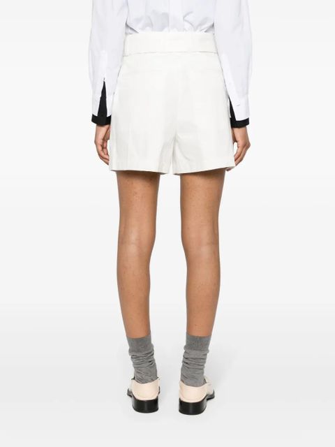 Jil Sander pleat-detail belted cotton shorts - White