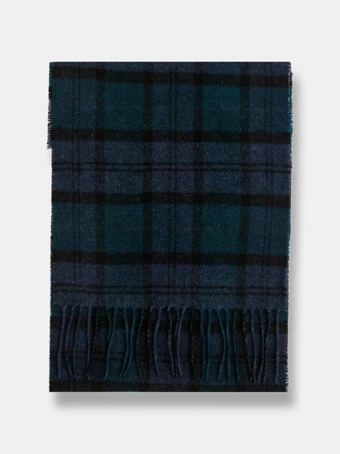 Barbour szalik wełniany kolor granatowy gładki USC0001 - zdjęcie produktu nr 2