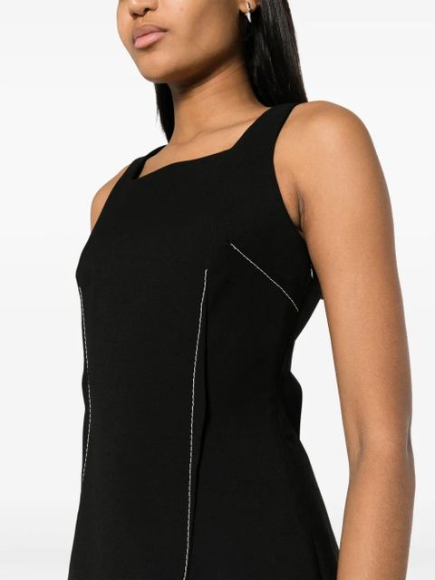 Marine Serre decorative-stitching virgin wool minidress - Black