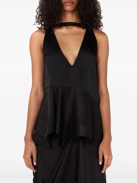 JW Anderson ruffle-hem satin sleeveless top - Black - zdjęcie produktu nr 2
