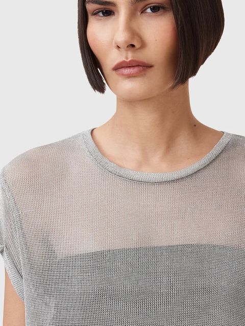 AllSaints bluzka THEA damska kolor srebrny W207JC - zdjęcie produktu nr 2