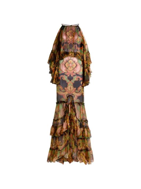 ETRO ruffled floral-print maxi dress - Brown - zdjęcie produktu nr 1