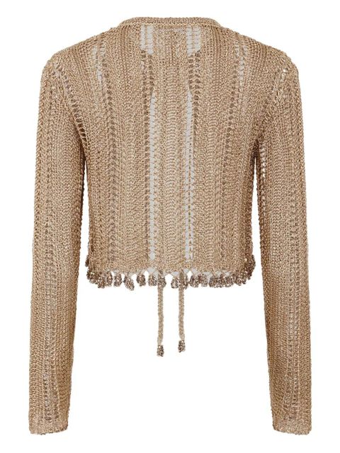 Rabanne crochet-knit cardigan - Gold