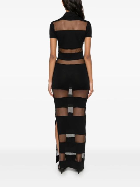 Coperni striped sheer polo dress - Black