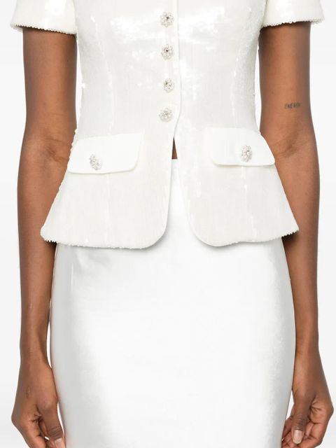 Self-Portrait button-embellishment maxi skirt set (set of two) - White