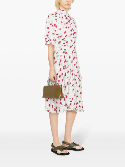 Marni Reverie-print crepe midi dress - White