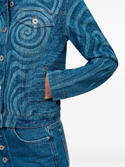 Jean Paul Gaultier swirl-pattern denim jacket - Blue