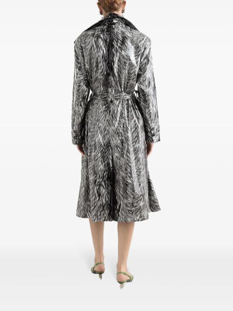 Dolce & Gabbana fur-print trench coat - Grey