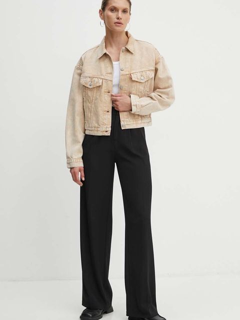 Levi's kurtka jeansowa damska kolor beżowy przejściowa A9155
